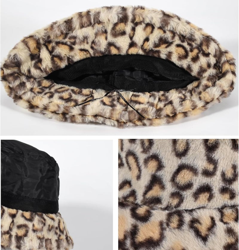 Yonchic Store Winter Soft Faux Fur Plush Bucket Hat, Lovely Fisherman Cap, Fashion Outdoor Thick Warm Sun Cap for Women - Image 4
